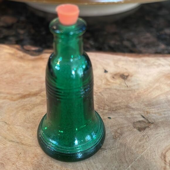Vintage Green Glass Miniature Liberty Bell - Picture 2 of 5
